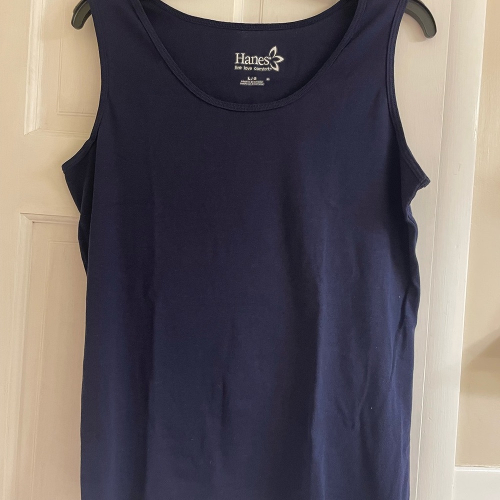 Hanes Blue Tank Top Sleeveless Casual